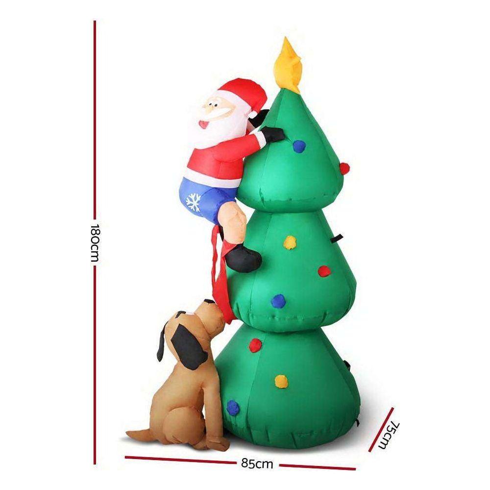 Jingle Jollys Christmas Inflatable Santa Tree 1.8M Lights Outdoor Decorations - Magdasmall