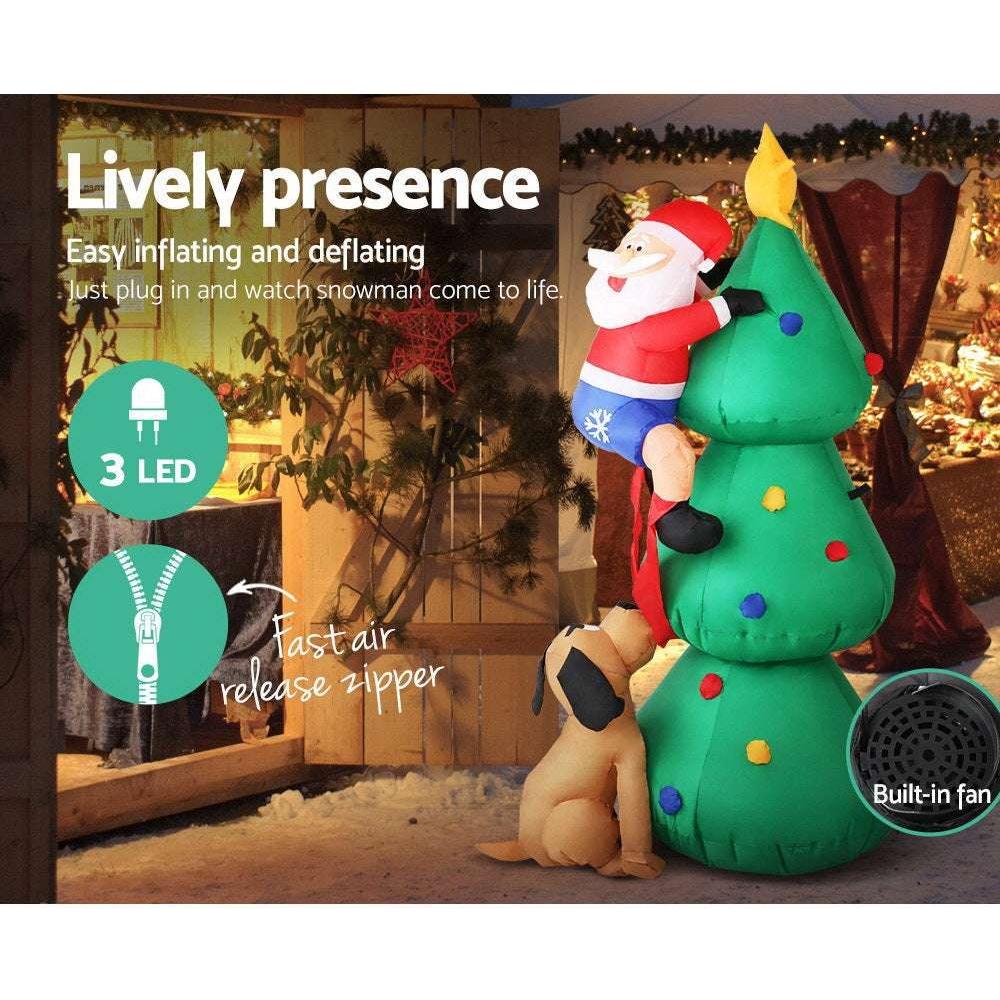 Jingle Jollys Christmas Inflatable Santa Tree 1.8M Lights Outdoor Decorations - Magdasmall