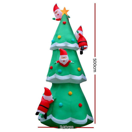 Jingle Jollys Christmas Inflatable Santa Tree 5M Outdoor Xmas Decorations Lights - Magdasmall