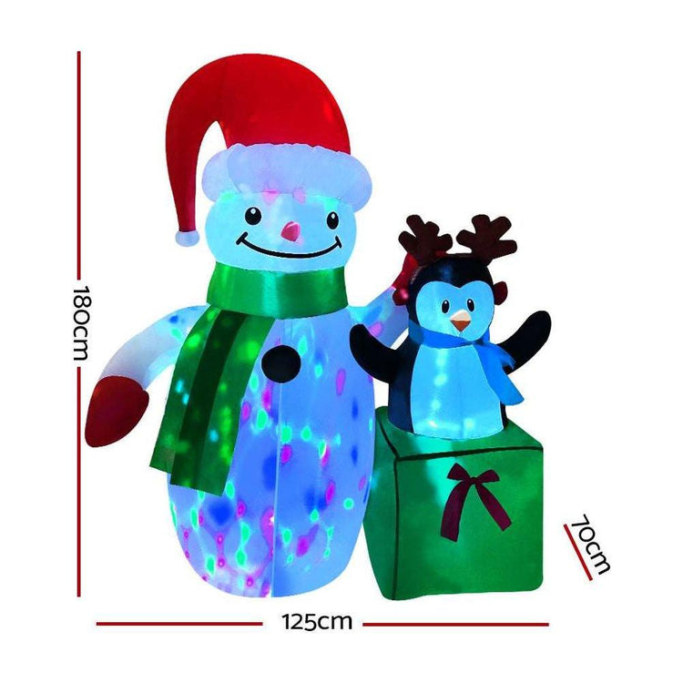 Jingle Jollys Christmas Inflatable Snowman 1.8M Lights LED Outdoor Decorations - Magdasmall