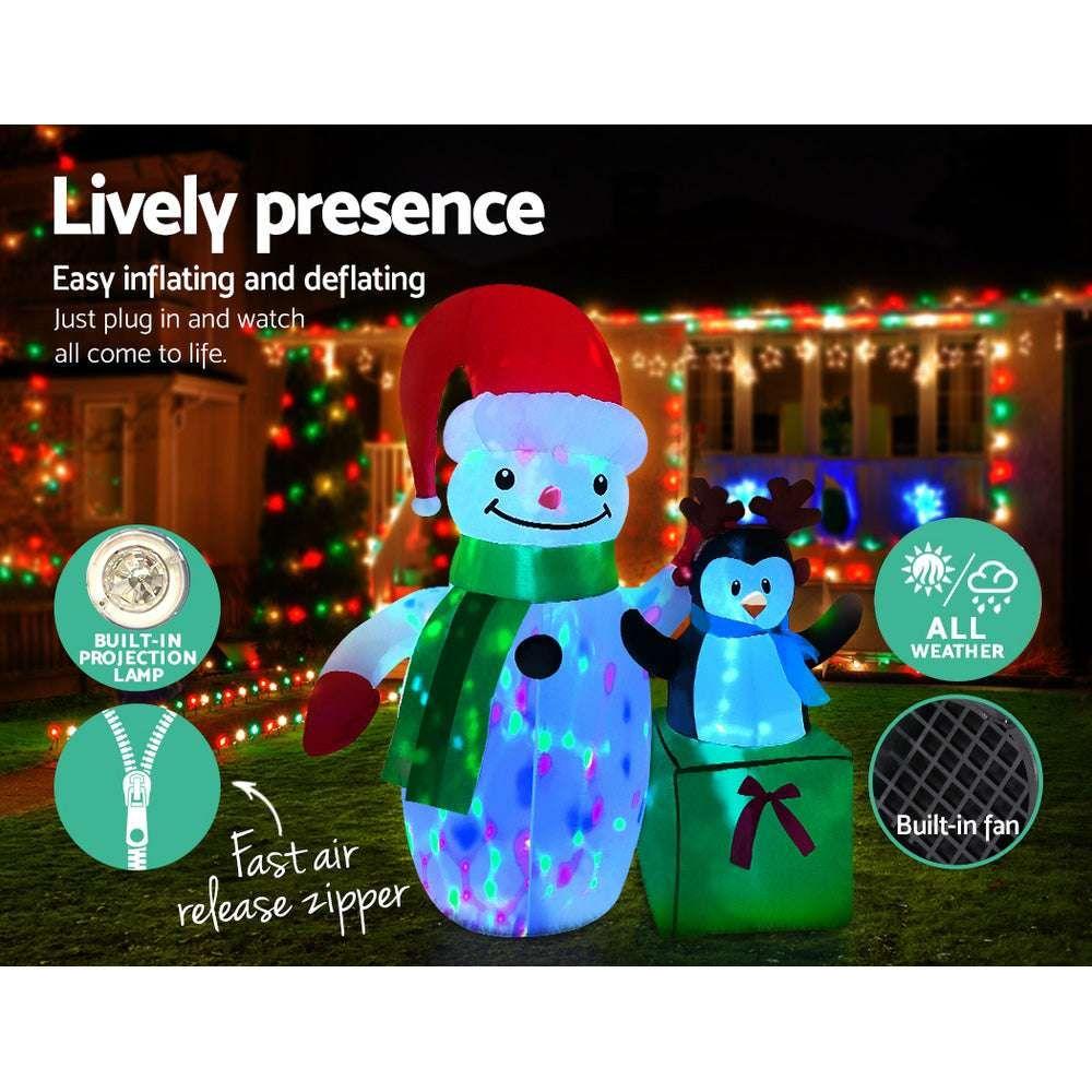 Jingle Jollys Christmas Inflatable Snowman 1.8M Lights LED Outdoor Decorations - Magdasmall