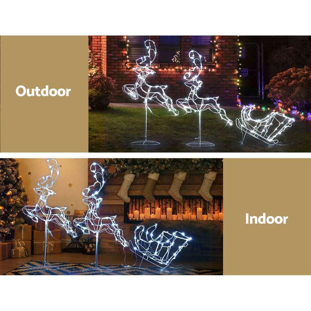 Jingle Jollys Christmas Lights 120 LEDs Fairy Light Reindeer Sleigh Decorations - Magdasmall