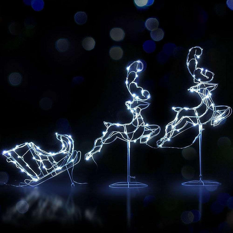 Jingle Jollys Christmas Lights 120 LEDs Fairy Light Reindeer Sleigh Decorations - Magdasmall