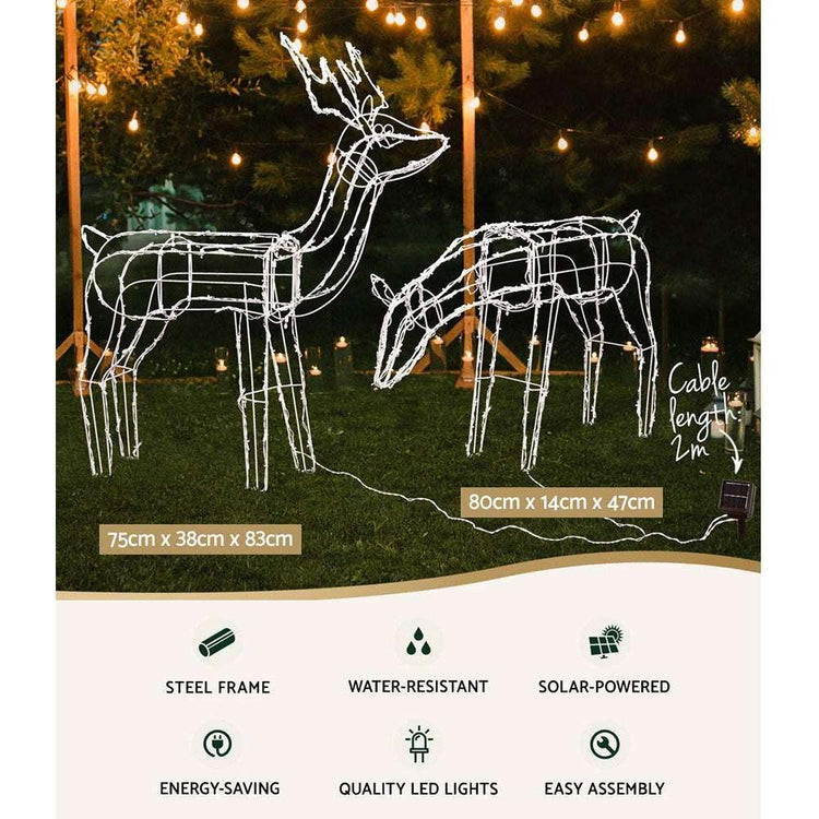 Jingle Jollys Christmas Lights 200 LEDs Fairy Light Reindeer 2pcs Decorations - Magdasmall