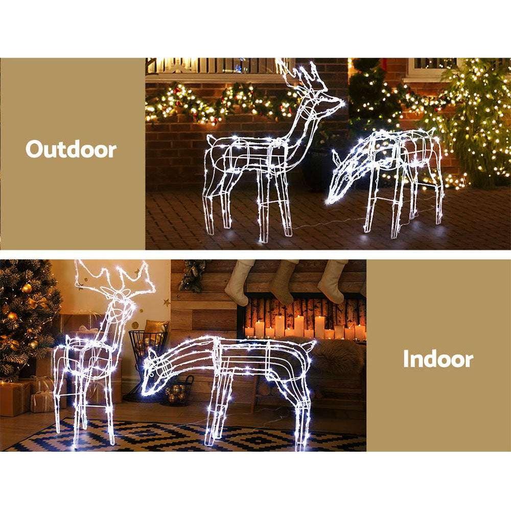 Jingle Jollys Christmas Lights 200 LEDs Fairy Light Reindeer 2pcs Decorations - Magdasmall