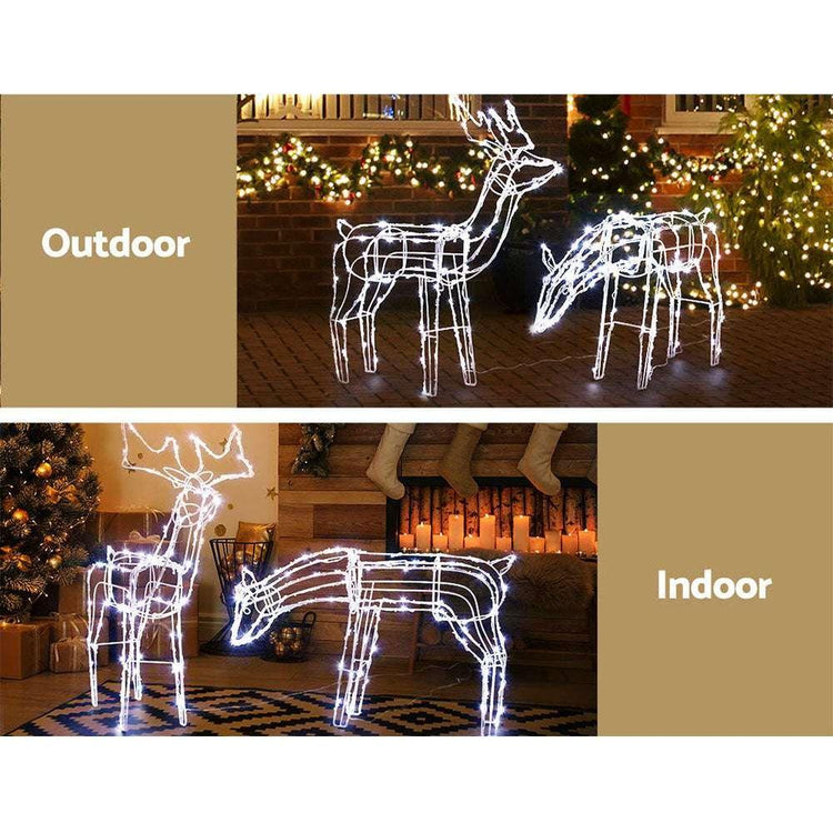 Jingle Jollys Christmas Lights 200 LEDs Fairy Light Reindeer 2pcs Decorations - Magdasmall