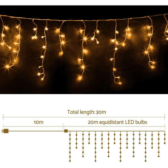 Jingle Jollys Christmas Lights 20M 800 LED Icicle Light Warm White Decorations - Magdasmall