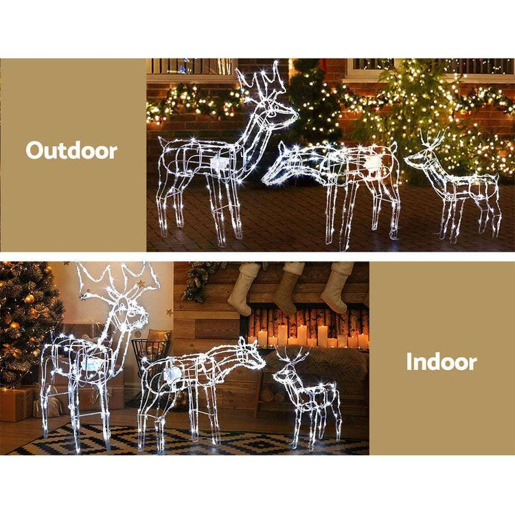 Jingle Jollys Christmas Lights 250 LEDs Fairy Light Reindeer 3pcs Decorations - Magdasmall