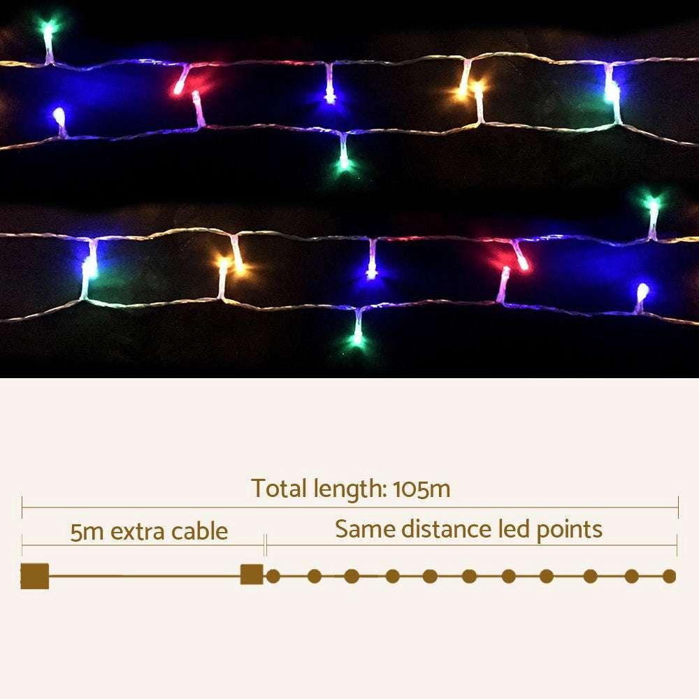 Jingle Jollys Christmas Lights 500 LED 100M String Light Multi-coloured Decora - Magdasmall