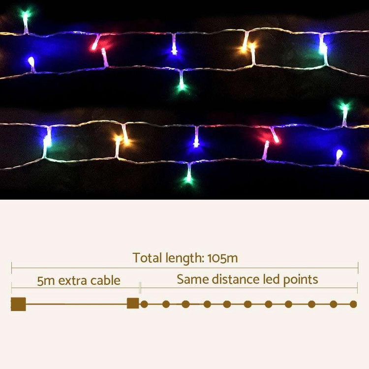 Jingle Jollys Christmas Lights 500 LED 100M String Light Multi-coloured Decora - Magdasmall