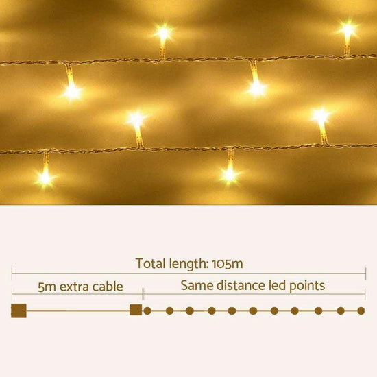 Jingle Jollys Christmas Lights 500 LED 100M String Light Warm White Decorations