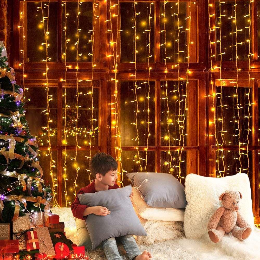 Jingle Jollys Christmas Lights 6Mx3M 600 LED Curtain Light Decorations Warm - Magdasmall