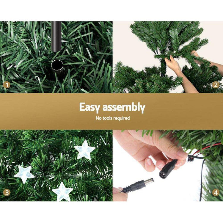 Jingle Jollys Christmas Tree 2.4M LED Xmas trees with Lights Multi Colour