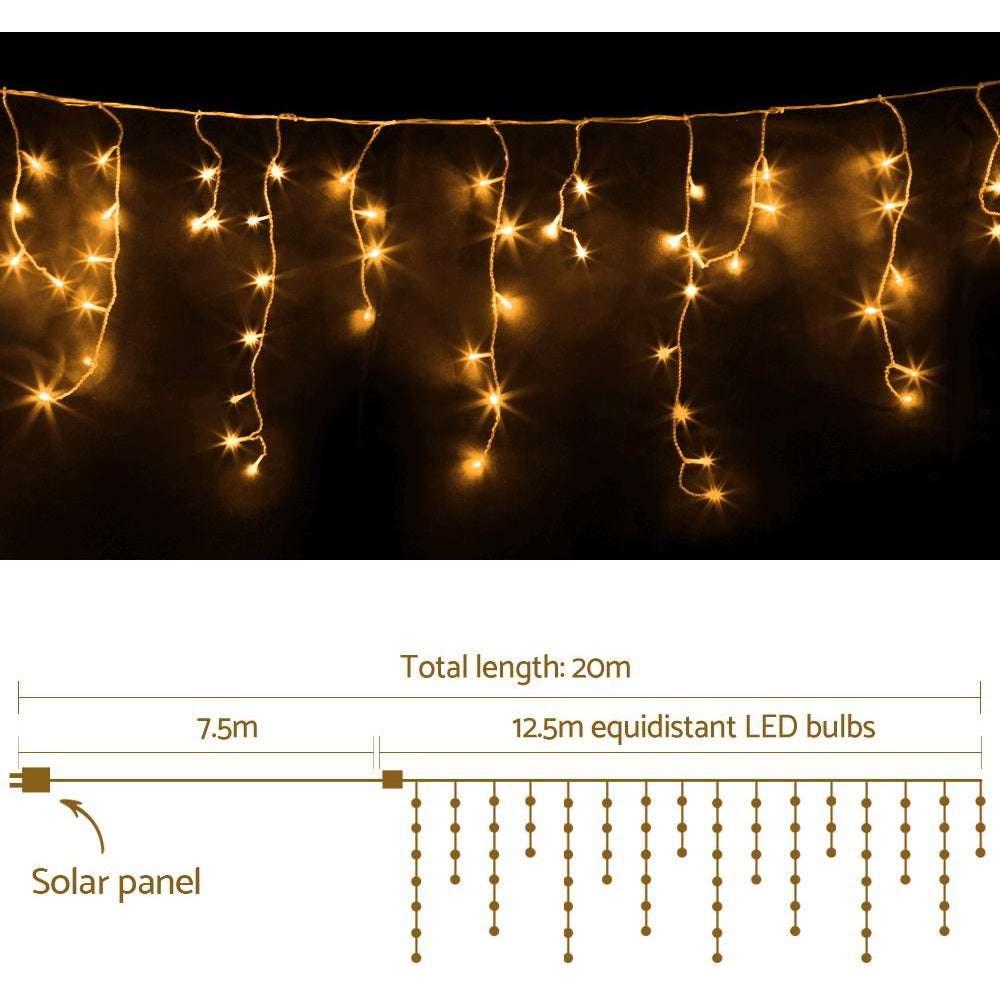 Jingle Jollys Solar Christmas Lights 12.5M 500 LED Icicle Light Decorations