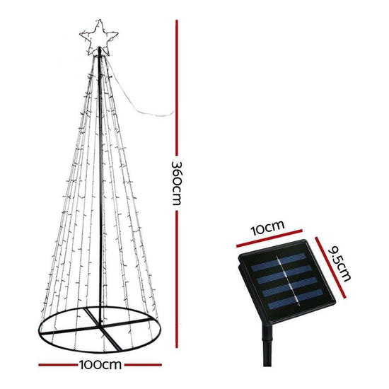 Jingle Jollys Solar Power Christmas Tree 3.6M 400 LED Xmas Trees 8 Light Modes