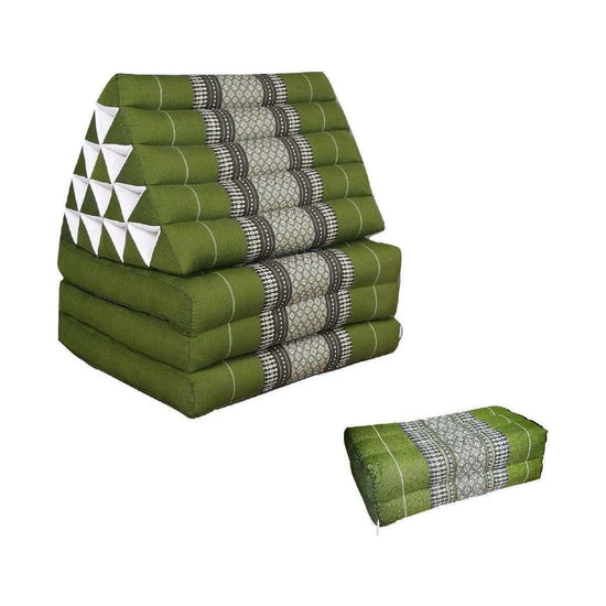 Jumbo Thai Triangle Pillow THREE FOLDS Green + Arm/Leg Rest Block