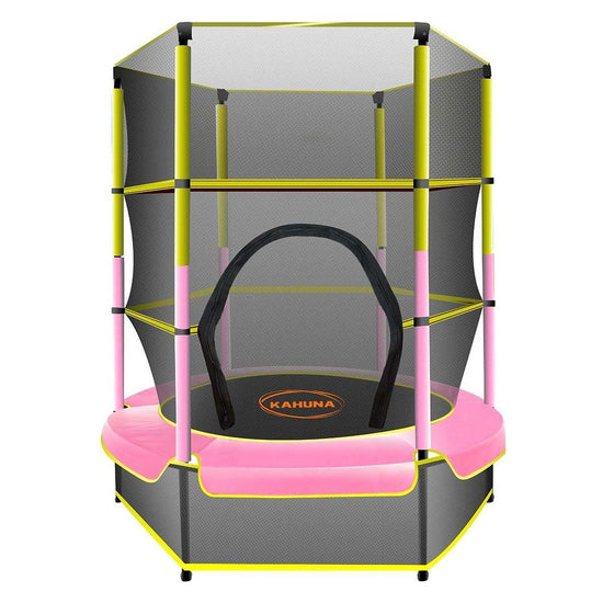 Kahuna 4.5ft Trampoline Round Free Safety Net Spring Pad Cover Mat Yellow Pink