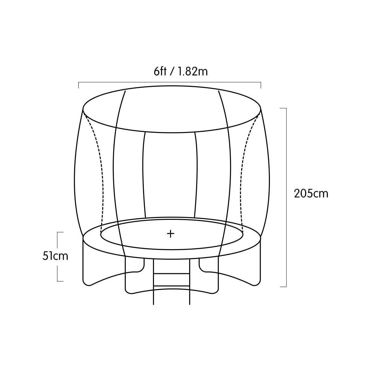 Kahuna 6ft Trampoline Round Free Pad Cover Spring Mat Net Safety Net Enclosure Rainbow