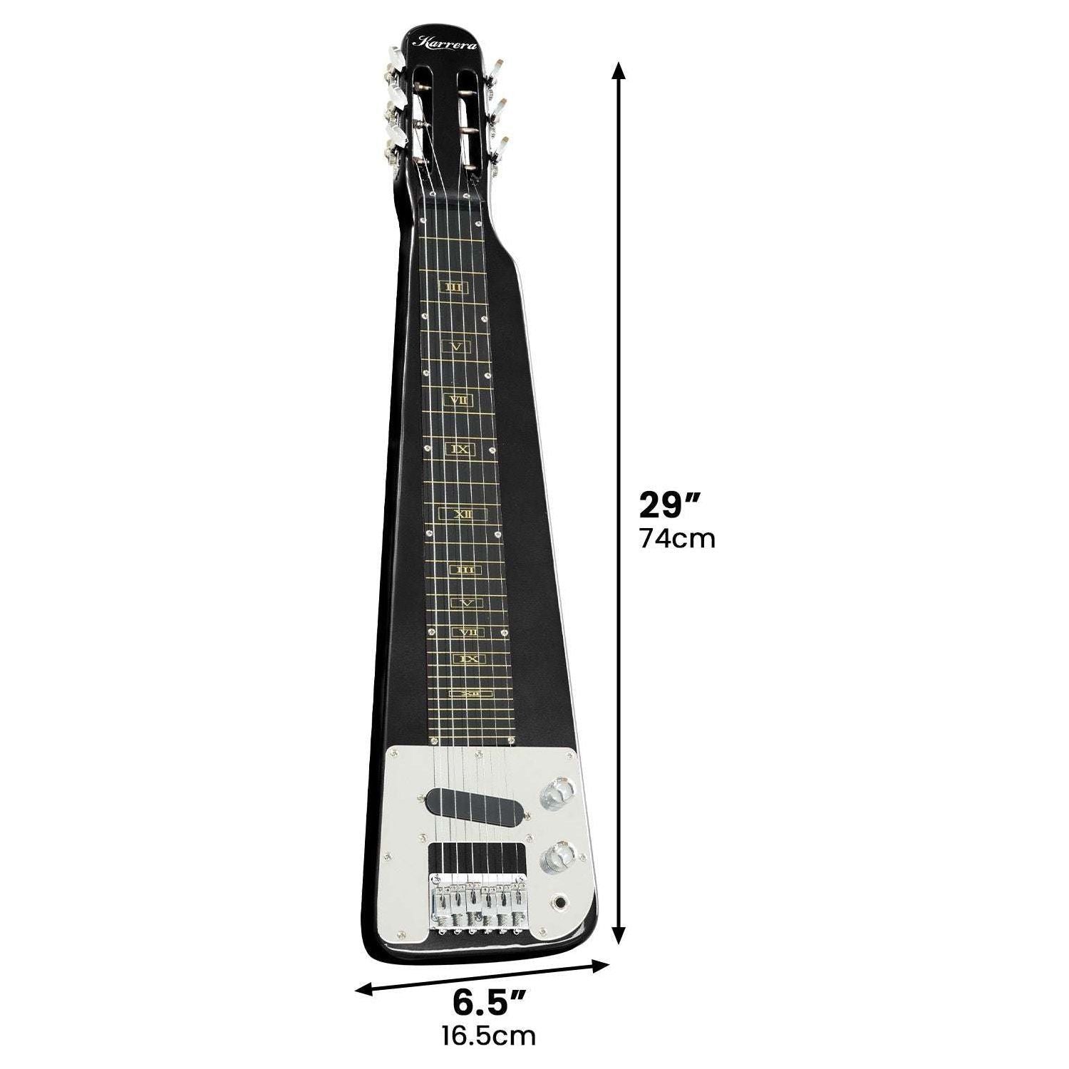 Karrera 29in 6-String Lap Steel Hawaiian Guitar - Black