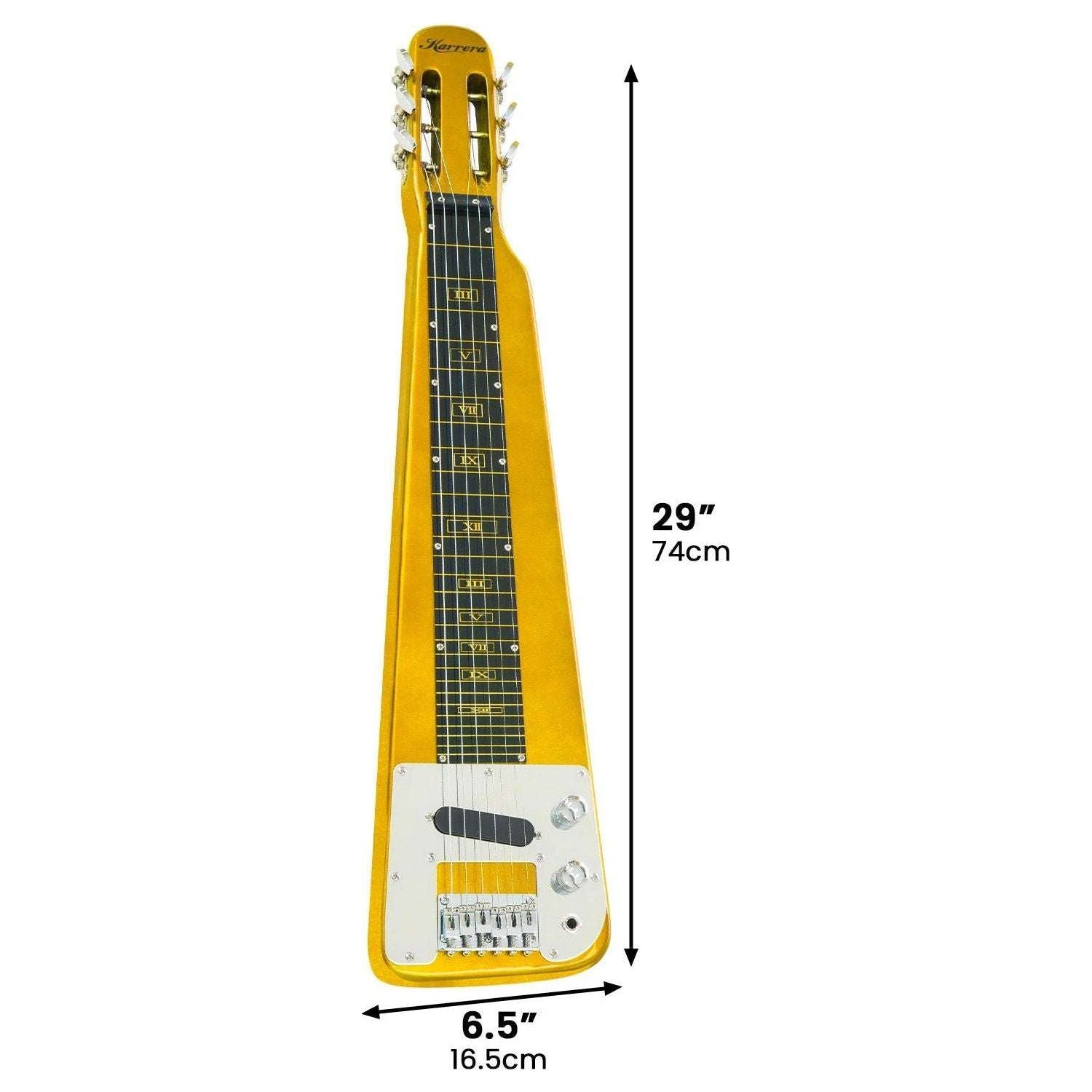 Karrera 29in 6-String Lap Steel Hawaiian Guitar - Metallic Gold