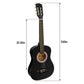 Karrera 34in Acoustic Children Wooden Guitar - Black