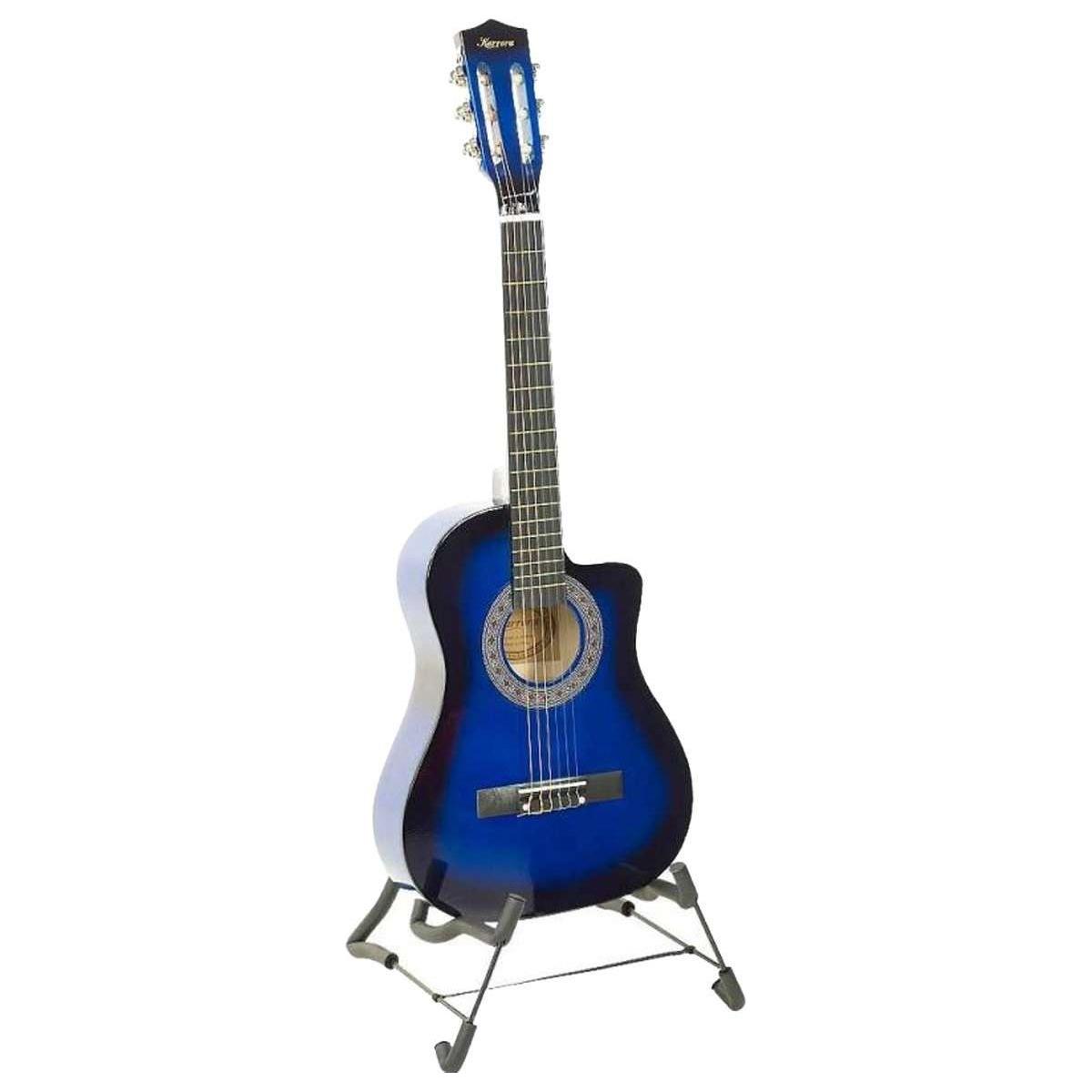 Karrera 38in Pro Cutaway Acoustic Guitar with Bag Strings - Blue Burst