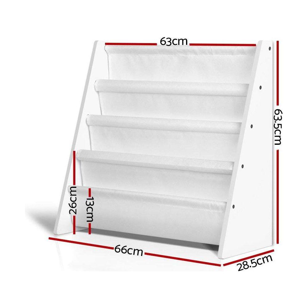 Keezi 4 Tiers Kids Bookshelf Magazine Shelf Children Bookcase Rack Organiser - Magdasmall