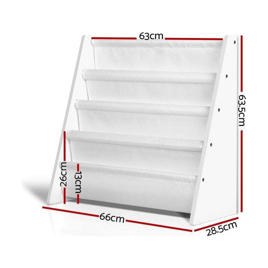 Keezi 4 Tiers Kids Bookshelf Magazine Shelf Children Bookcase Rack Organiser - Magdasmall