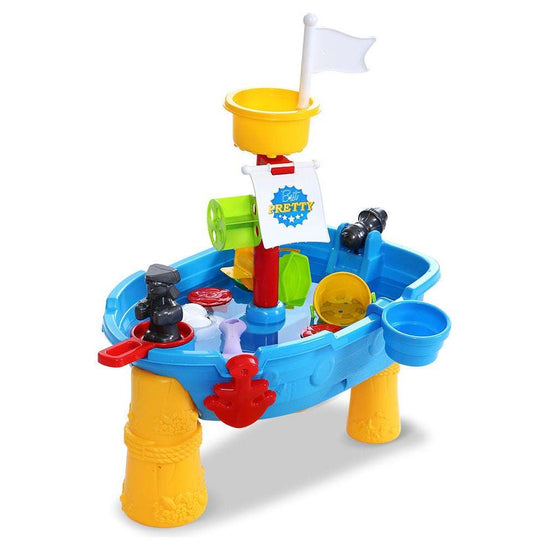 Keezi Kids Beach Sand and Water Toys Outdoor Table Pirate Ship Childrens Sandpit