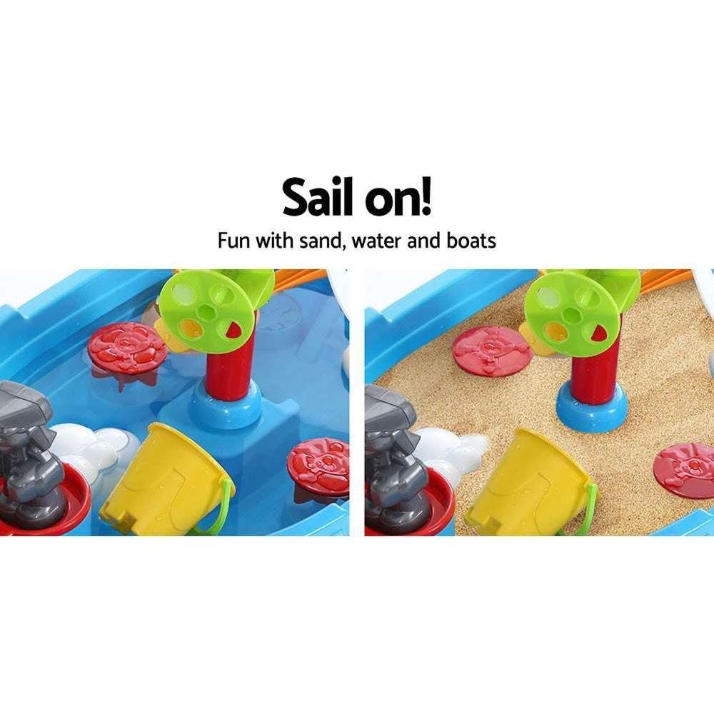 Keezi Kids Beach Sand and Water Toys Outdoor Table Pirate Ship Childrens Sandpit