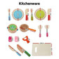 Keezi Kids Kitchen Play Set Wooden Pretend Toys Cooking Utensils Pots Pans Food