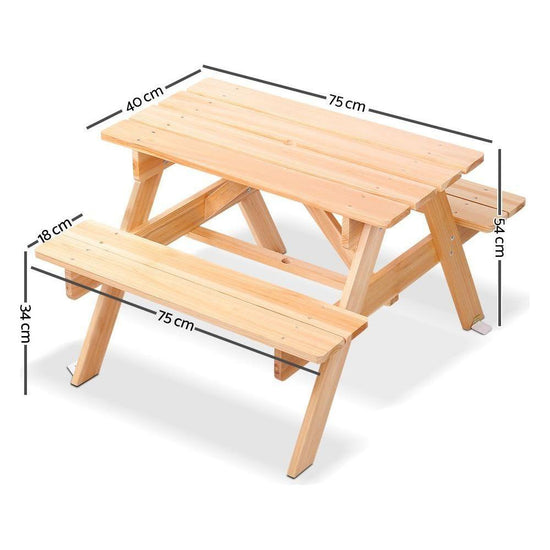 Keezi Kids Outdoor Table and Chairs Picnic Bench Set Children Wooden