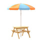 Keezi Kids Outdoor Table and Chairs Picnic Bench Set Umbrella Water Sand Pit Box