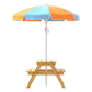 Keezi Kids Outdoor Table and Chairs Picnic Bench Set Umbrella Water Sand Pit Box