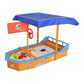 Keezi Kids Sandpit Wooden Boat Sand Pit with Canopy Bench Seat Beach Toys 150cm - Magdasmall