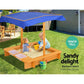 Keezi Kids Sandpit Wooden Sandbox Sand Pit with Canopy Water Basin Toys 103cm - Magdasmall