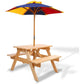 Keezi Kids Wooden Picnic Table Set with Umbrella