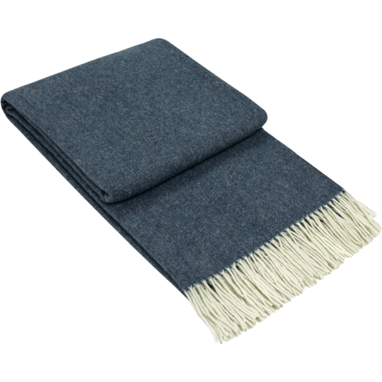 Kensington Throw - 10% Cashmere/ 90% Super Fine Merino Wool - Navy - Magdasmall