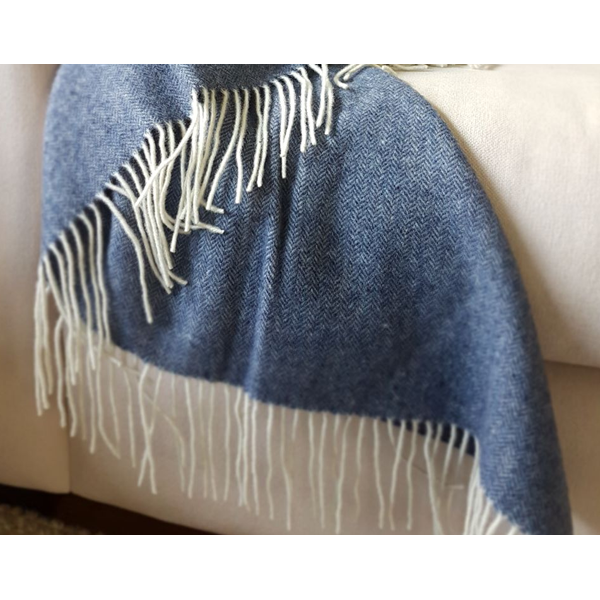 Kensington Throw - 10% Cashmere/ 90% Super Fine Merino Wool - Navy - Magdasmall