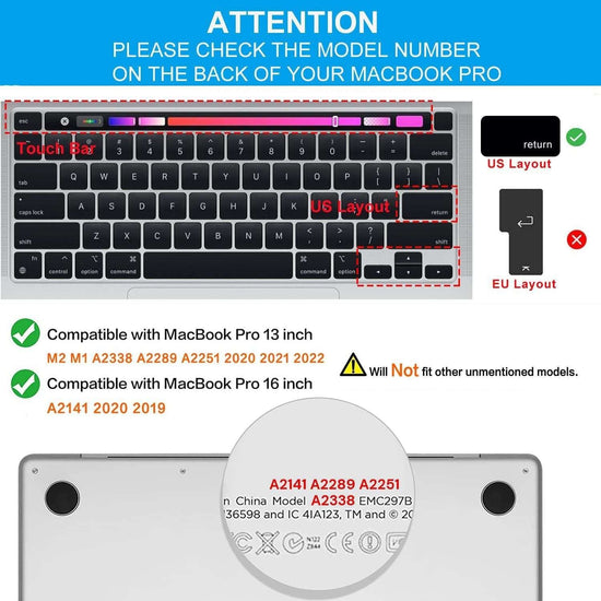 Keyboard Cover Skin For MacBook Pro 13 Pro 16 A2338 A2289 A2251 A2141 M1 M2 2020 to 2023 Clear