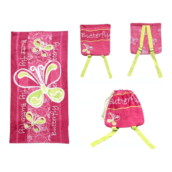 Kids Beach Towel N Bag Butterfly