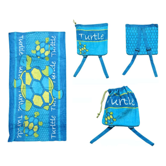 Kids Beach Towel N Bag Turtle