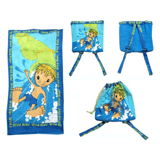 Kids Beach Towel N Bag Wild Ride