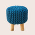 Kids Hand Knitted Cotton Braided Foot Rest Sitting Stool Ottoman (Blue) - Magdasmall