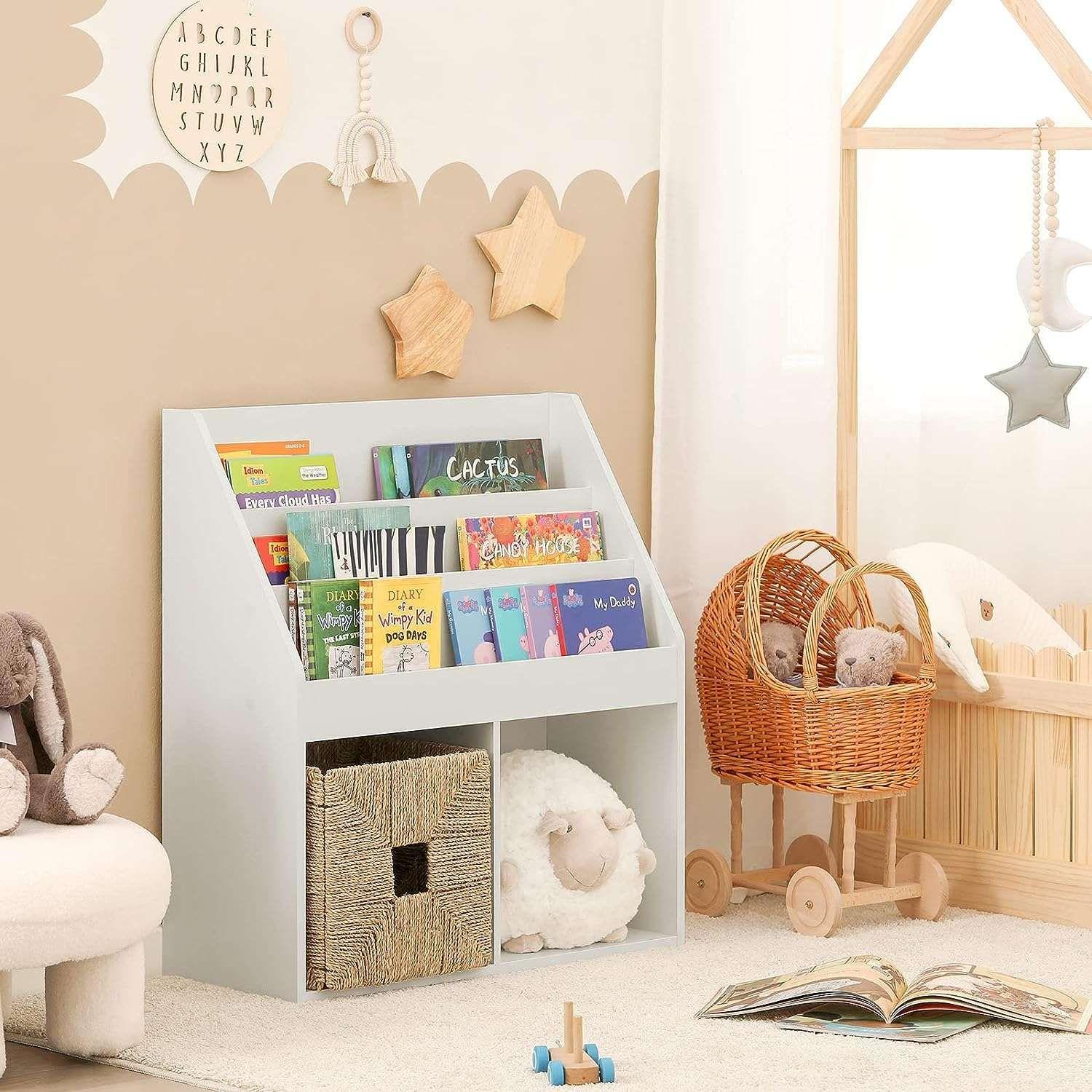 Kids Shelving Unit 3 Shelves 2 Compartments - Magdasmall