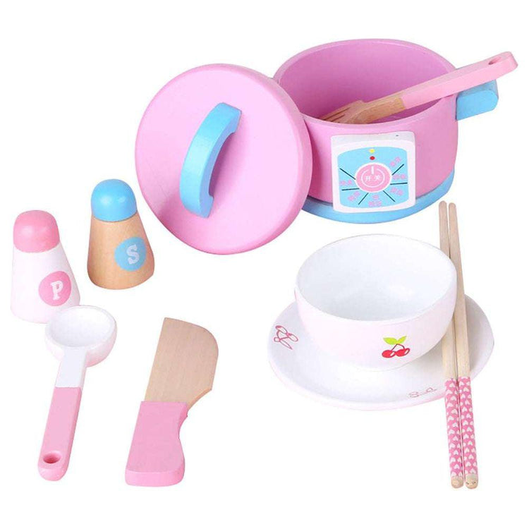Kids Wooden Kitchen Tea Set Pretend Play