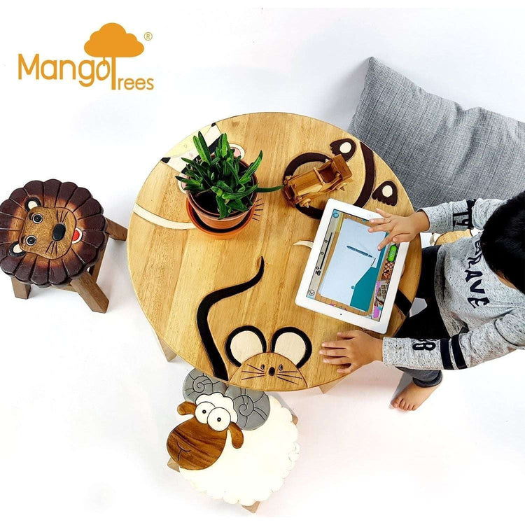 Kids Wooden Stool Lion