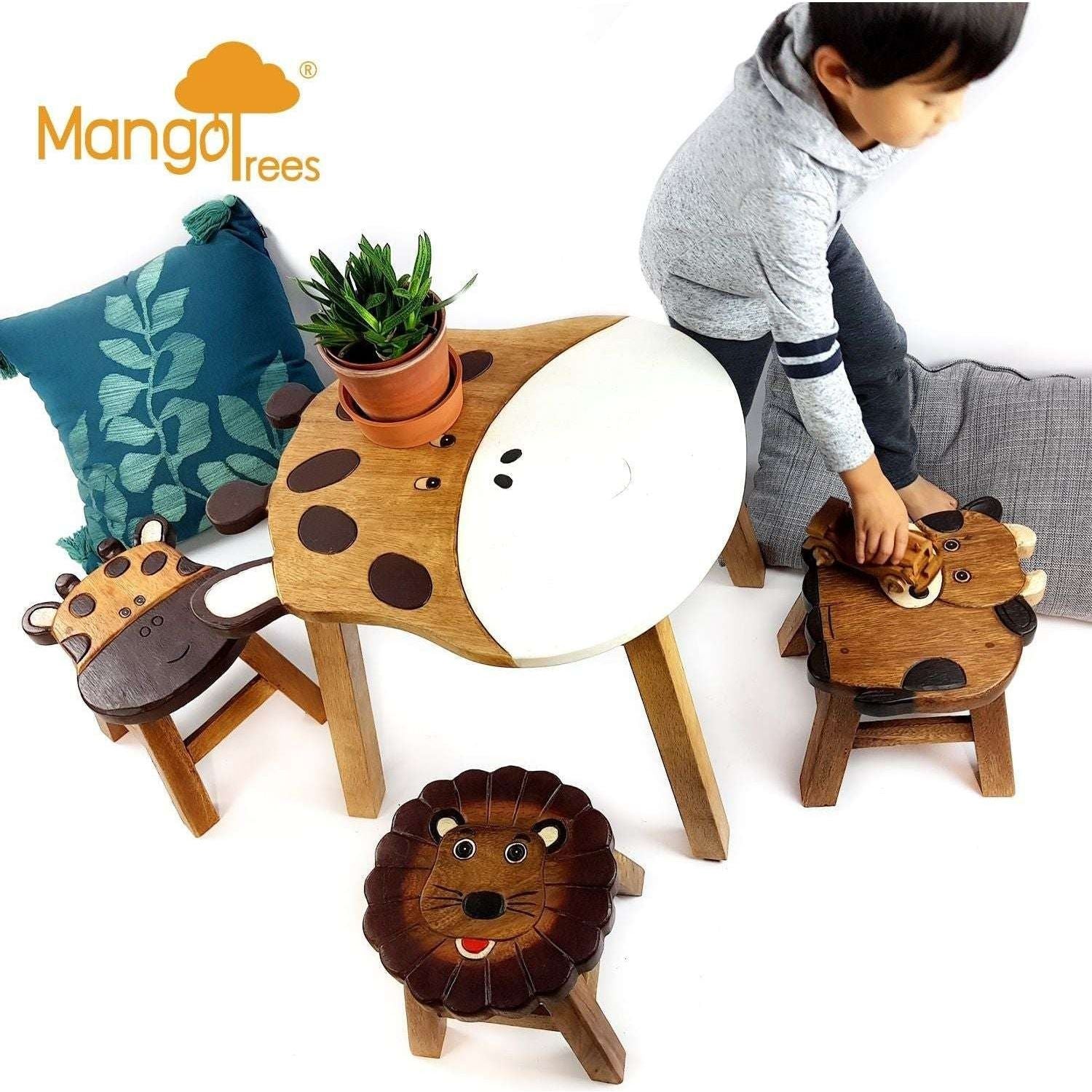 Kids Wooden Stool Lion