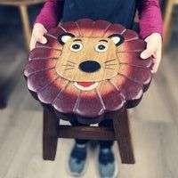 Kids Wooden Stool Lion