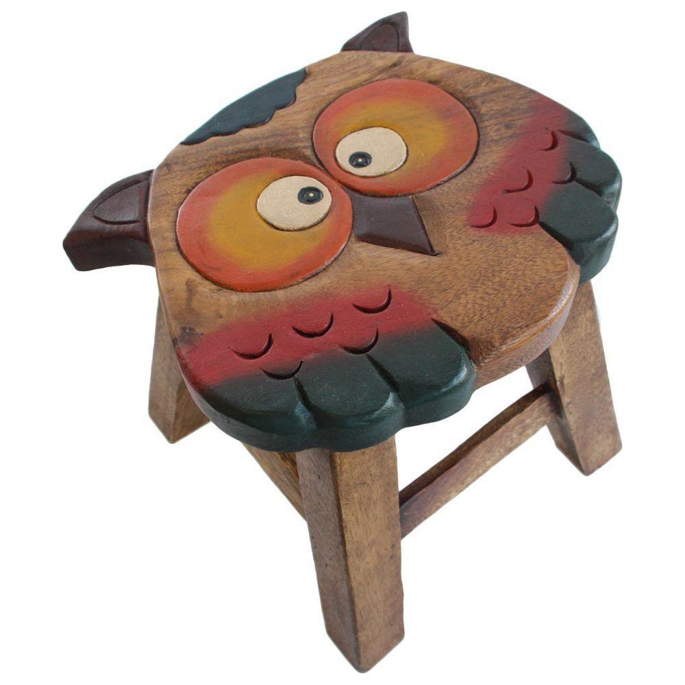 Kids Wooden Stool Owl